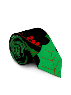 The Deck Yourselves | Black & Green Holly Print Tie