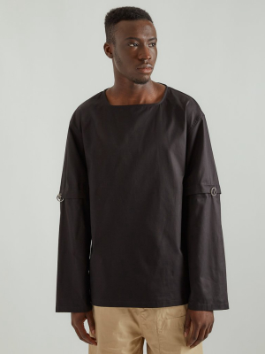 Detachable Sleeve Shirt In Black