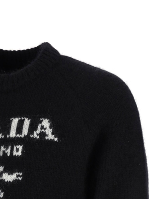 Prada Logo Intarsia Knit Jumper