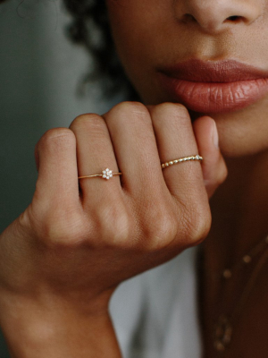 14k Prong Diamond Flower Ring