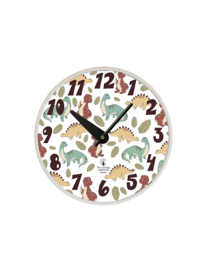 12.75" X 1.5" Dinosaur Quartz Movement Children's Wall Clock White Frame - By Chicago Lighthouse