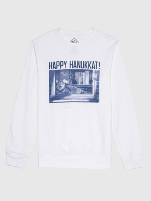 Men's Ugly Holiday And Hanukkah Crew Neck Sweatshirt - White