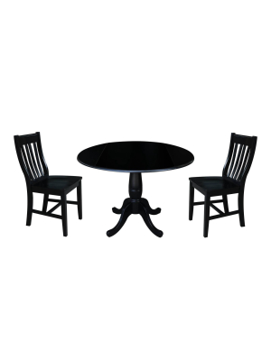 29.5" Round Top Pedestal Table With 2 Chairs Black - International Concepts