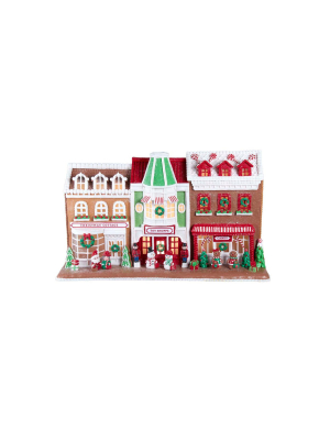 Kurt Adler 10" Gingerbread Santa Village Stores With Led Lights