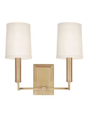 Clinton 2 Light Wall Sconce Aged Brass