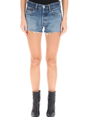 Re/done High-waisted Frayed Hem Shorts