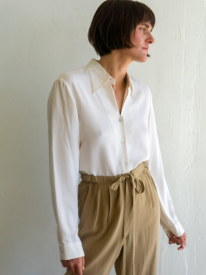 Cream Silk Tailored Shirt