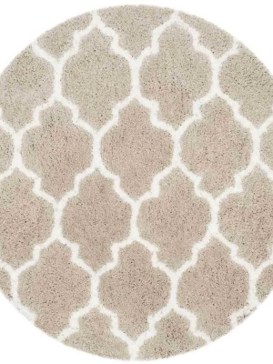 Toronto Shag Silver/ivory Round Rug