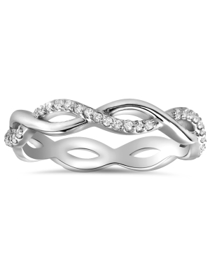 Pompeii3 1/3cttw Diamond Infinity Eternity Wedding Ring Stackable 14k White Gold