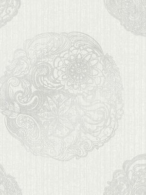 Cordova Light Grey Medallion Wallpaper From The Alhambra Collection By Brewster Home Fashions