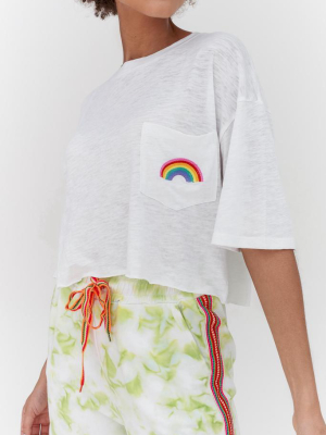 Embroidered Rainbow Crop Top