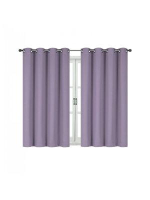 Kate Aurora 100% Hotel Thermal Blackout Lavender Grommet Top Curtain Panels