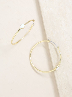 A Drop Of Opal Hoop 18k Gold Plated Earrings