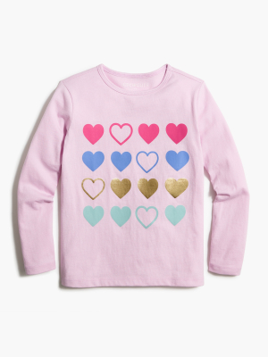 Girls' Heart Grid Graphic Tee