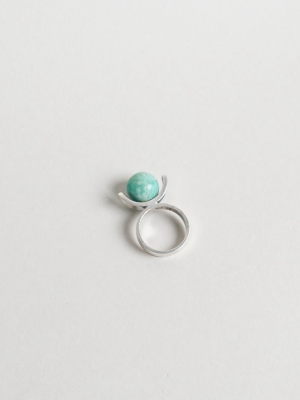 Silver X Stone Ring