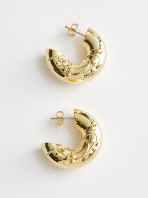 Embossed Chunky Hoop Earrings