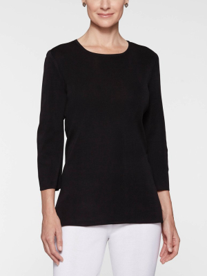 3/4 Sleeve Knit Tunic, Black