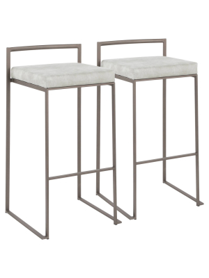 Set Of 2 Fuji Industrial Stackable Barstools - Lumisource