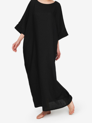 Oversized Kaftan Black Linen