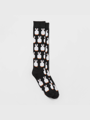 Women's Penguin Knee High Socks - Xhilaration™ Black 4-10