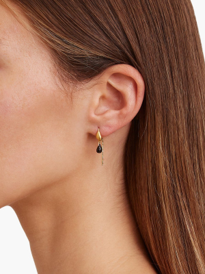 Black Spinel And Gold Thread-thru Earrings