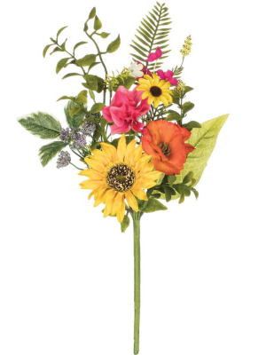 Sullivans Artificial Sunflower, Primrose And Daisy Pick 17"h Yellow & Pink Flowers