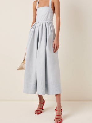 Washed Cotton Midi Apron Dress