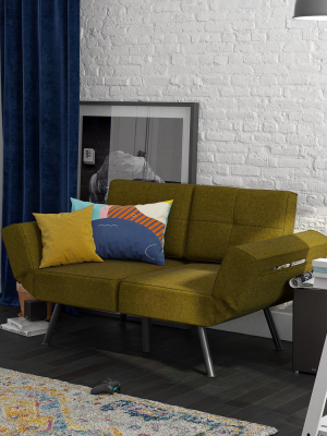 Realrooms Euro Loveseat Futon Couch Adjustable Armrest Sleeper