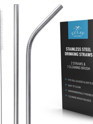 Zulay Kitchen Stainless Steel Straw - 2 Pack