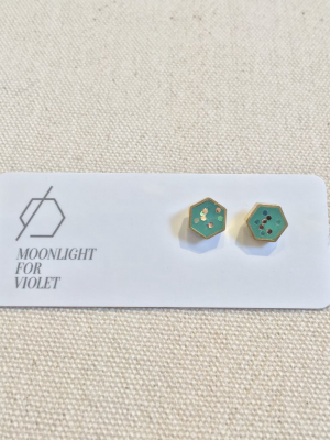 Brass & Clay Hexagon Studs - Various