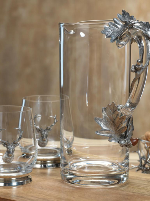 St. Anton Pewter And Glass Pitcher And Tumblers
