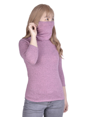 Ny Collection 3/4 Sleeve Top With Gaiter Cowl Neck