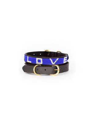 Cobalt 'love' Dog Collar