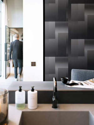 Geo Modern Wallpaper In Black And Grey From The Loft Collection By Burke Decor