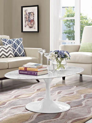 Tulip Style 48" Oval Marble Coffee Table