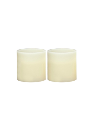 3" X 3" Vanilla Scented Led Pillar Candle Set Cream - Made By Design™