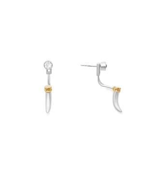 Horn + Crystal Drop Earrings