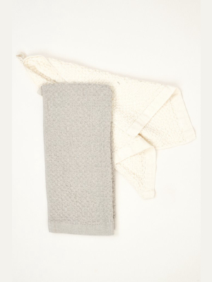 Lattice Cotton/linen Hand Towel In Ivory
