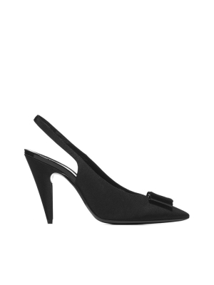 Saint Laurent Bow-detailed Slingback Pumps