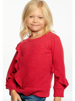 Chaser Kid Bliss Knit Ruffle Pull Over