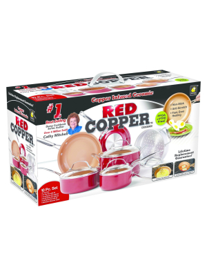 As Seen On Tv 10pc Copper Cookware Set Red