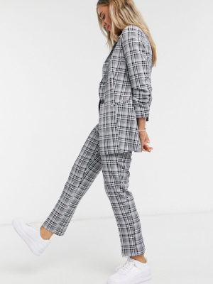 Asos Design Tailored Smart Mix & Match Cigarette Suit Pants In Mono Check