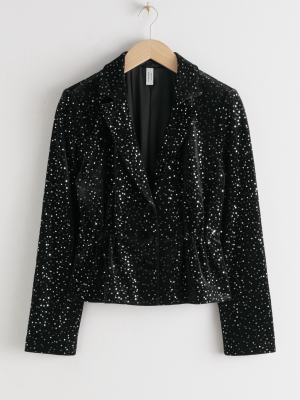 Sequined Velvet Hourglass Blazer