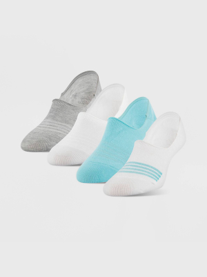 Peds Women's Sport Cut Liner Sock 4pk - Gray Heather/blue Radiance 5-10