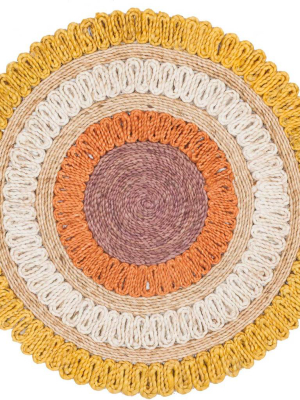 Natural Fiber Gold/multi Round Rug