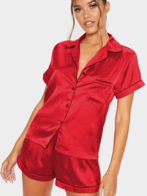 Prettylittlethiing Red Satin Pocket Pj Set