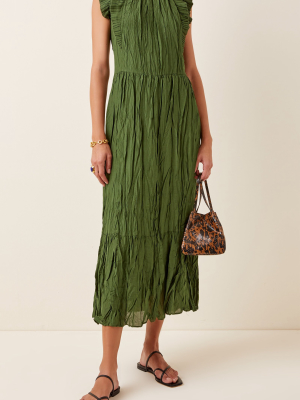 Tessa Ruffled Crinkled-taffeta Maxi Dress