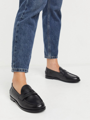 Asos Design Manila Leather Loafers In Black