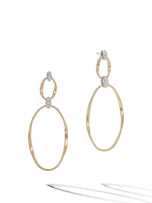 Marco Bicego® Marrakech Onde Collection 18k Yellow Gold And Diamond Flat Link Double Drop Earrings