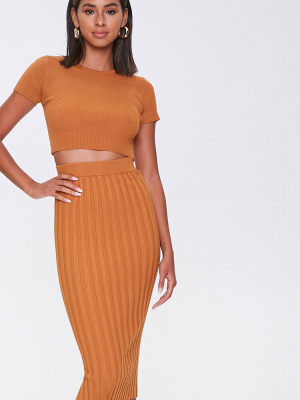 Ribbed Tee & Skirt Set